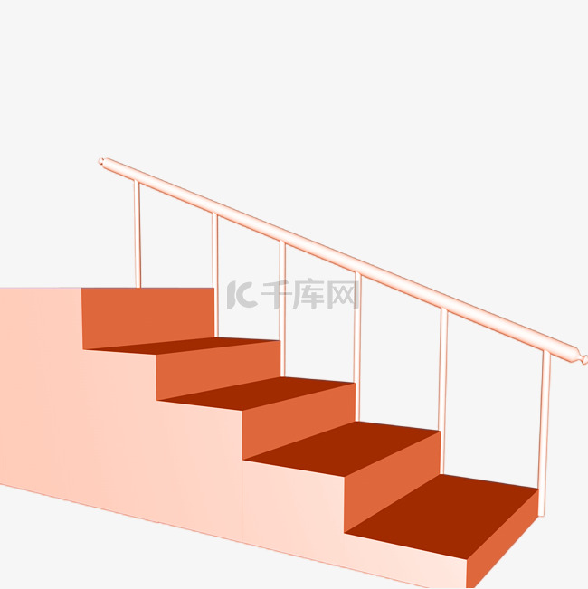卡通红色的楼梯免抠图