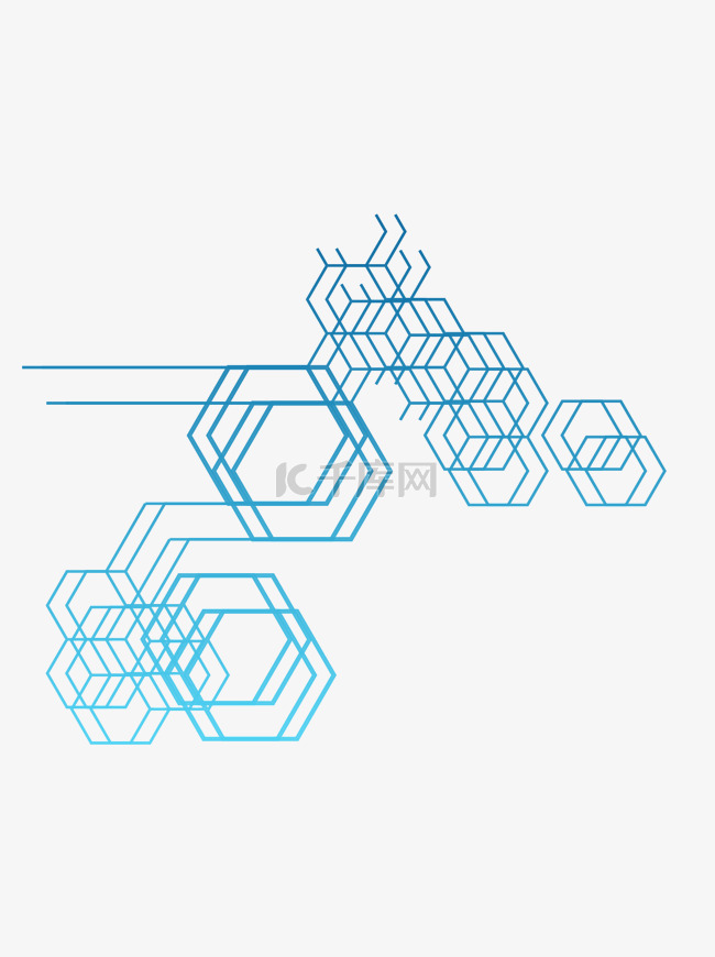蓝色科技不规则蜂窝图形
