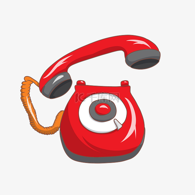一部红色电话机插画