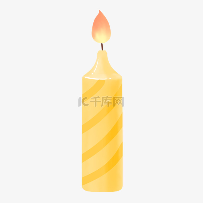 小清新淡黄条纹燃烧小蜡烛