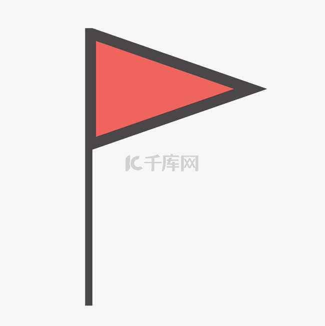 红色手绘三角形旗帜元素