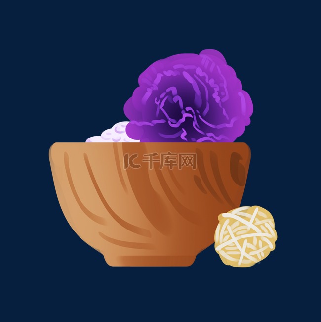 一碗紫色花朵