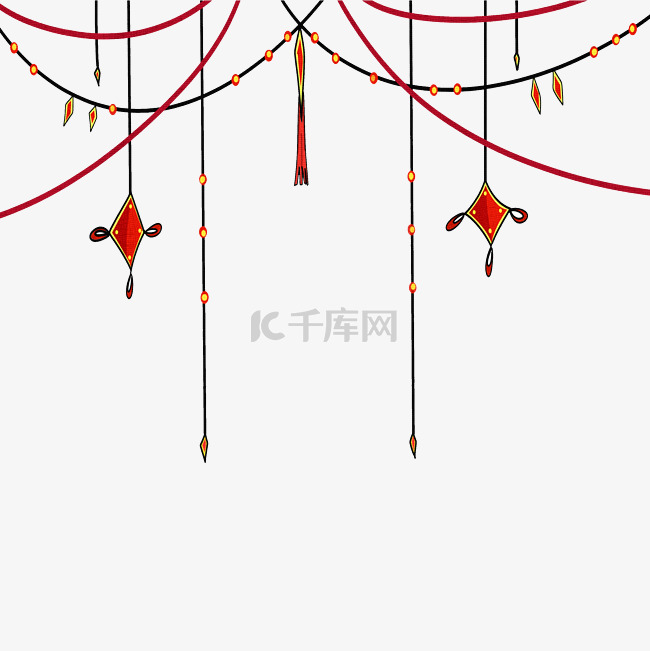 手绘春节中国结挂饰插画