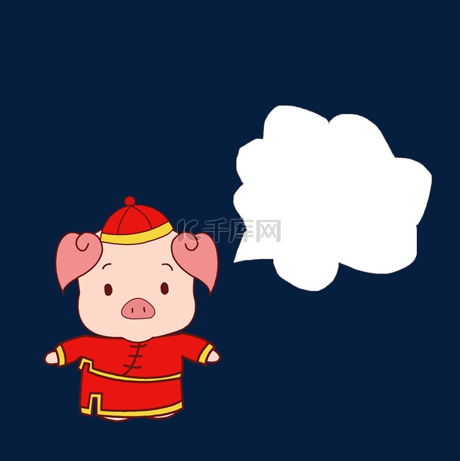 拜年小猪与对话框插画