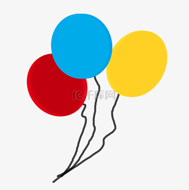 手绘漂浮的彩色气球免抠图