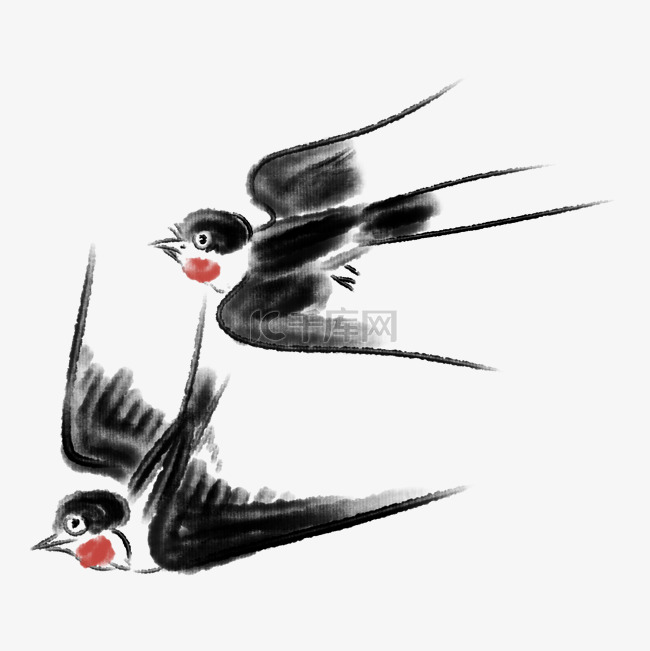 展翅飞翔的燕子插画