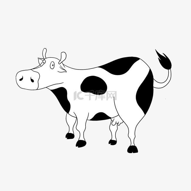 奶牛简笔画卡通奶牛
