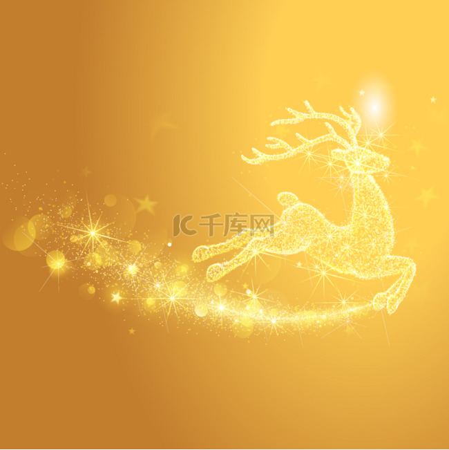 金色麋鹿圣诞背景