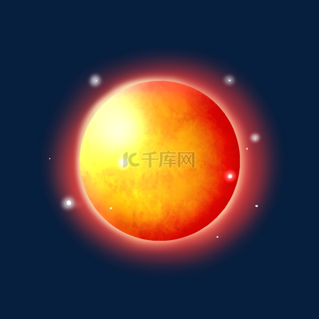 插画风手绘火星星球