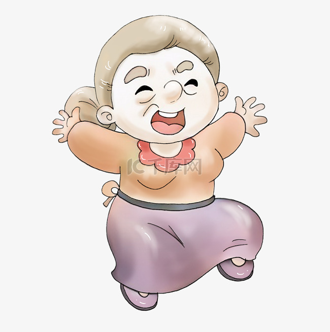 重阳节主题插画老奶奶跳广场舞