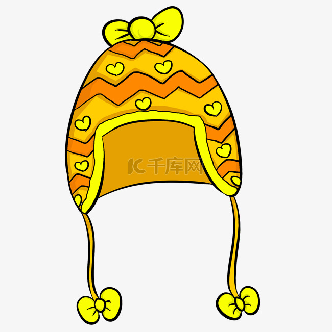 黄色的花纹帽子插画