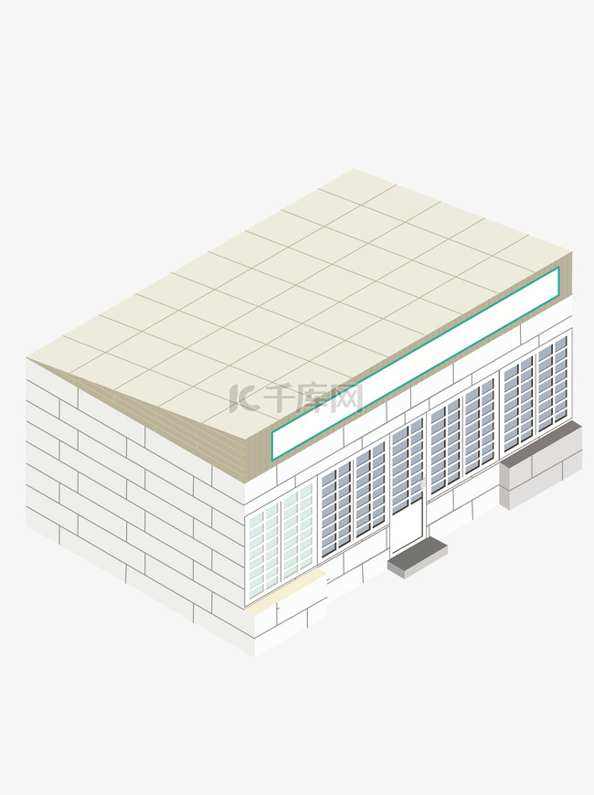 2.5D白色线性建筑简单设计AI素材