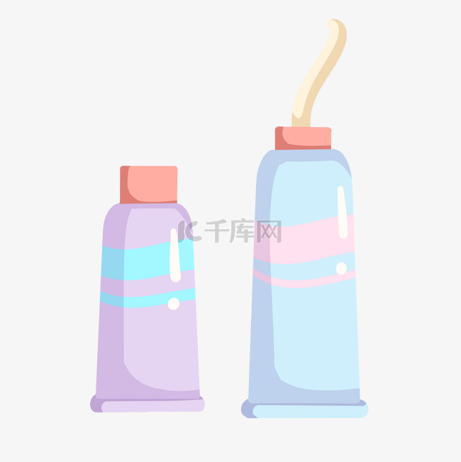 手绘两瓶洗面奶插画