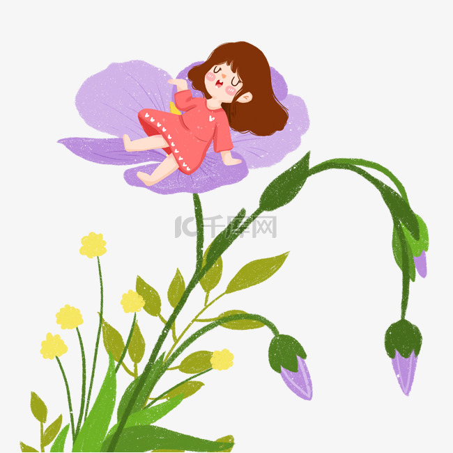 躺在鲜花上睡觉的女孩