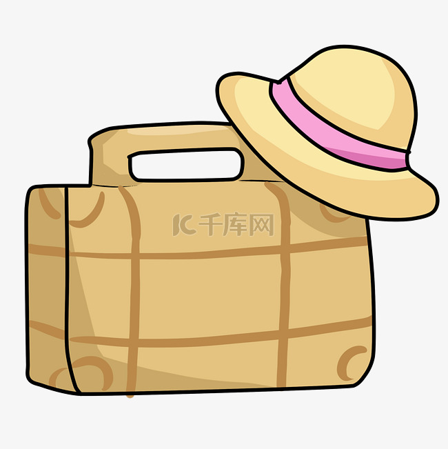 黄色行李包和帽子