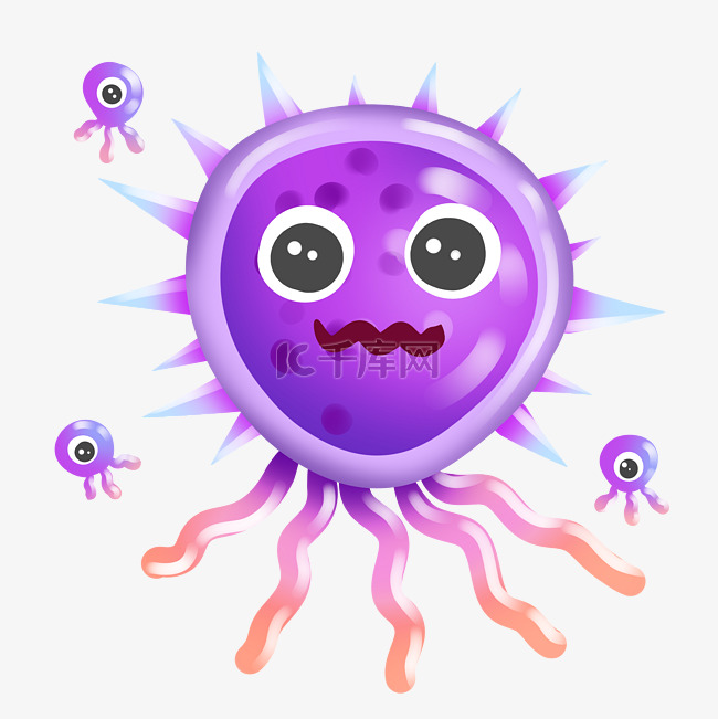 卡通紫色细菌插画