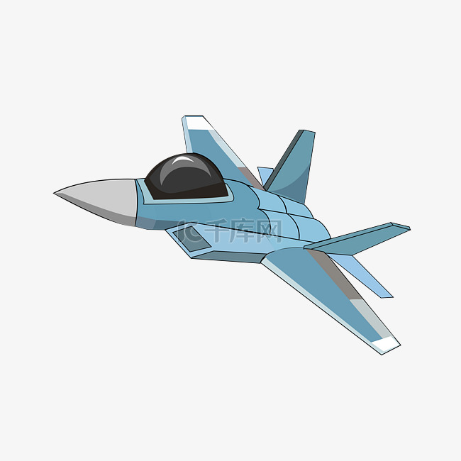 蓝色军事飞机插画