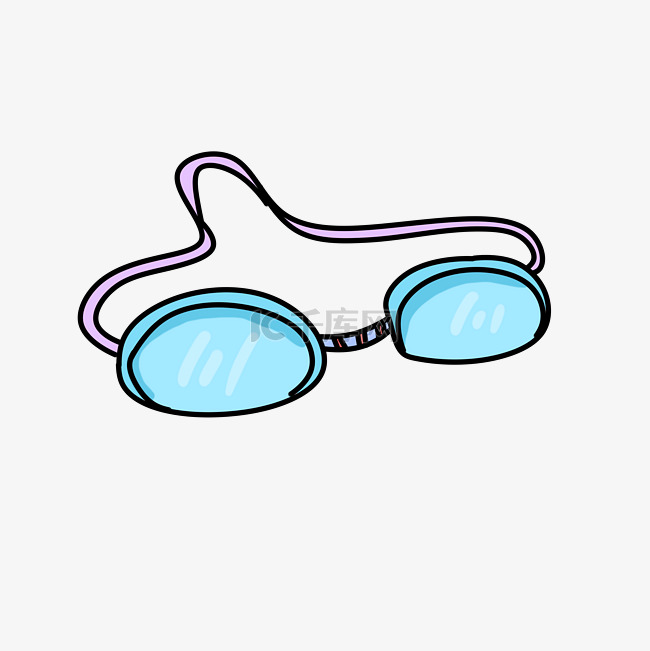 蓝色游泳用品泳镜插画