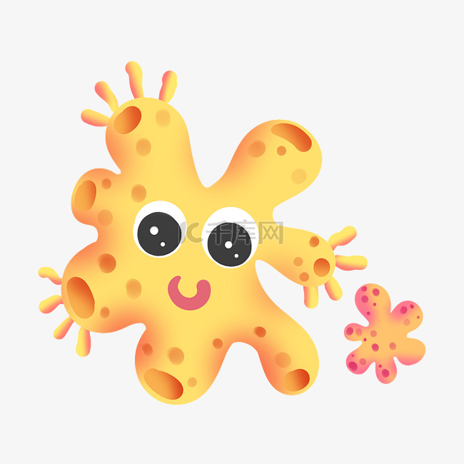 可爱黄色病毒细菌插画