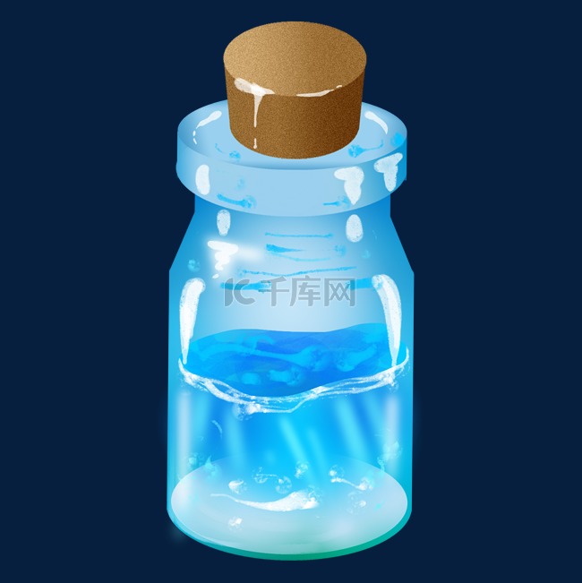蓝色玻璃透明漂流瓶