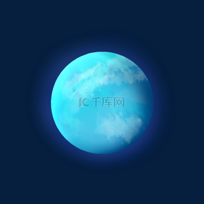蓝色发光水星星球