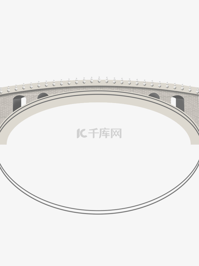 手绘简约拱桥装饰元素
