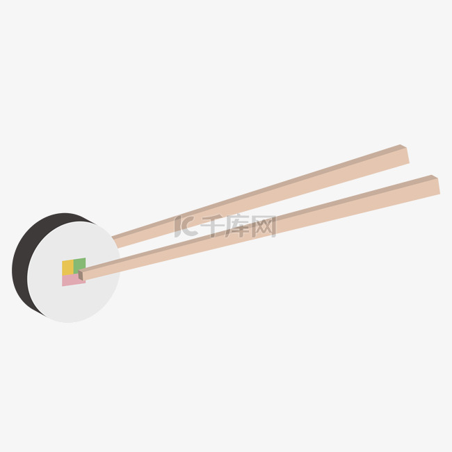 筷子夹寿司免抠素材
