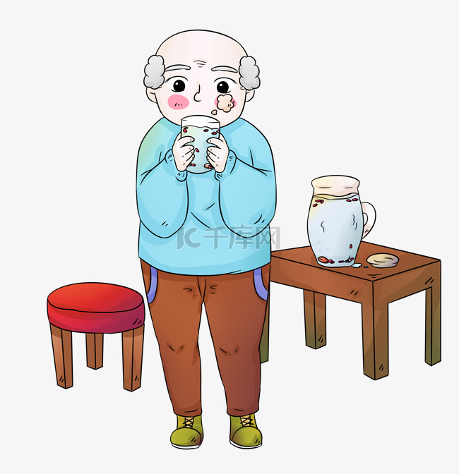 冬季喝养生茶老人
