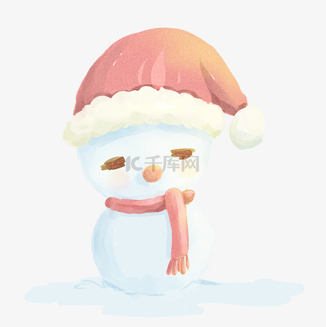 圣诞节冬天雪人下雪白色可爱手绘