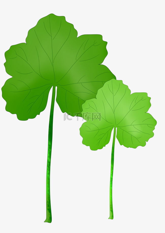 卡通绿色立体树叶插图