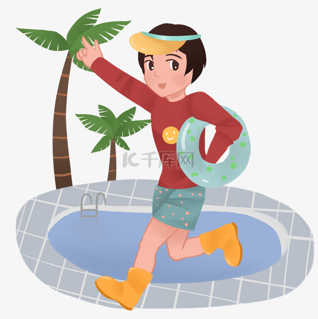 健身运动游泳插画