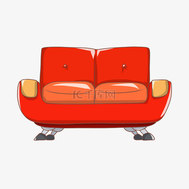 红色的沙发装饰插画