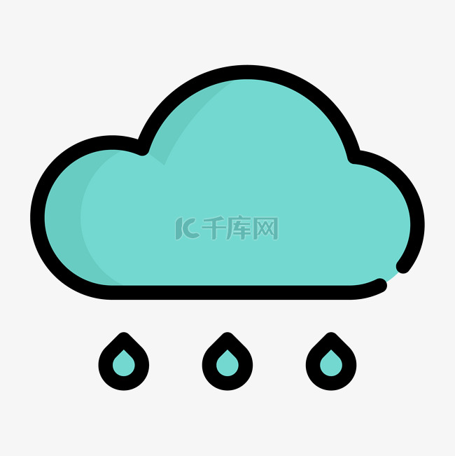 卡通手绘矢量天气图标雨