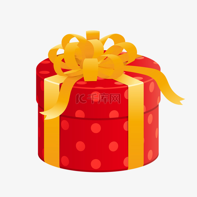 红色礼物盒黄色蝴蝶结节日元素