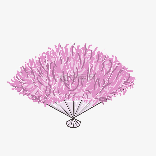 手绘粉红色扇子插画