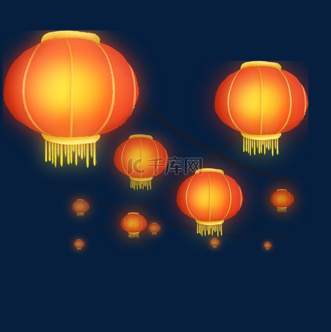 中国传统节日元宵节手绘灯笼