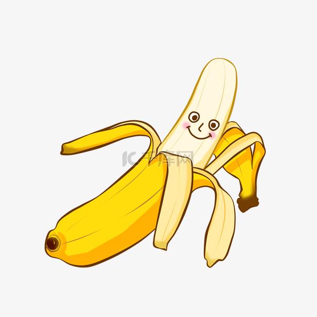 手绘黄色的水果香蕉