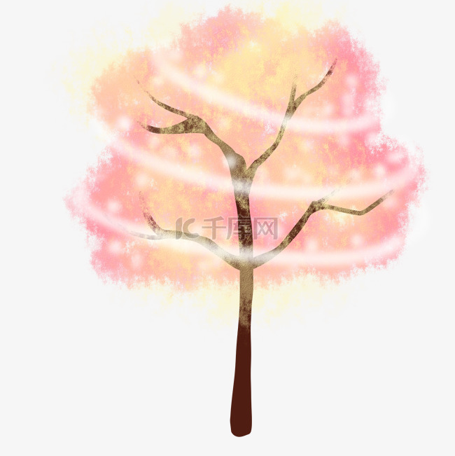 粉色创意树木插图