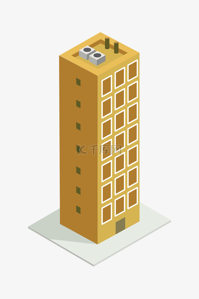 2.5D黄色写字楼建筑
