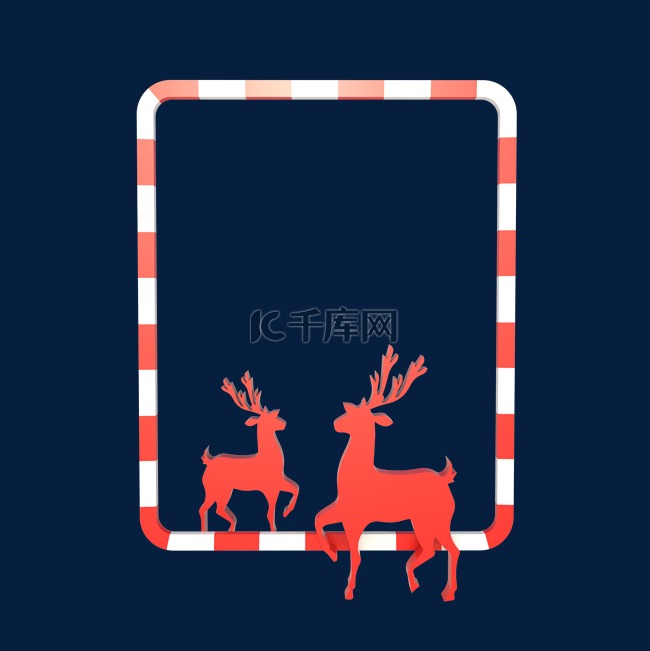 圣诞节C4D立体麋鹿装饰边框