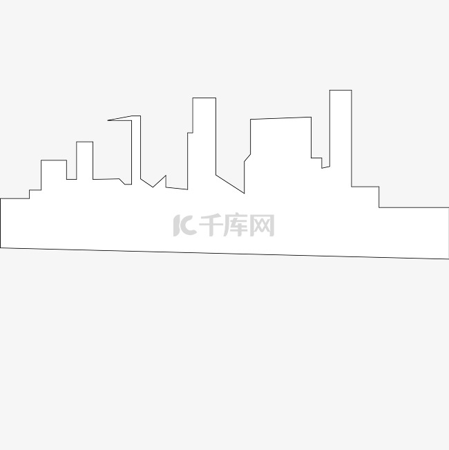 手绘城市建筑线稿图