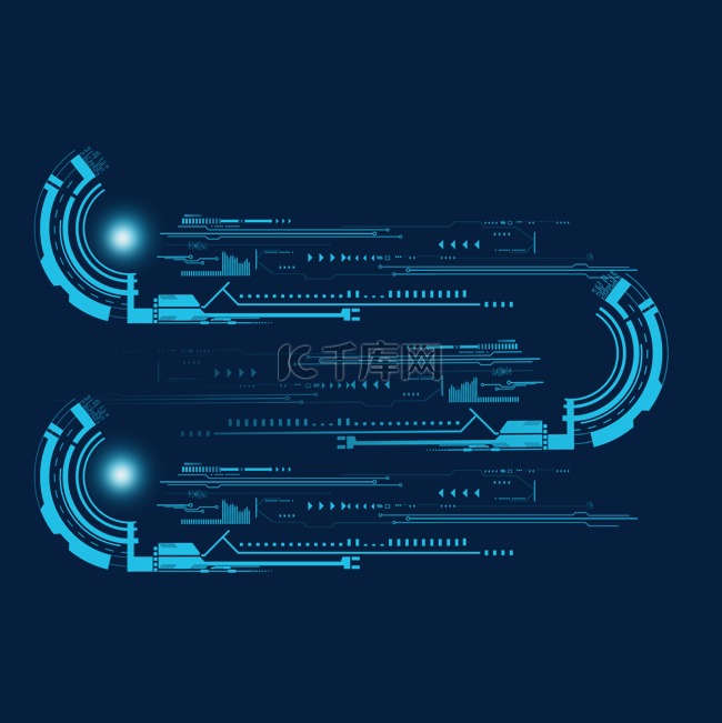 蓝色科技控制电路图元素