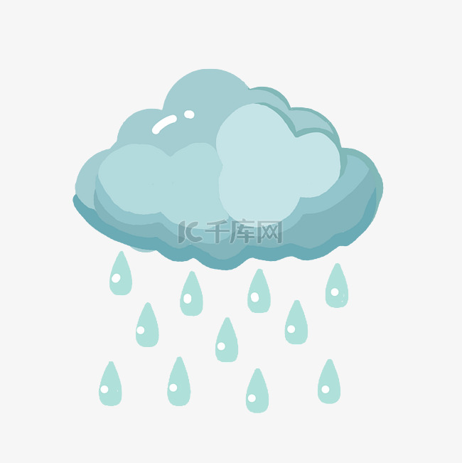 手绘云朵雨水插画