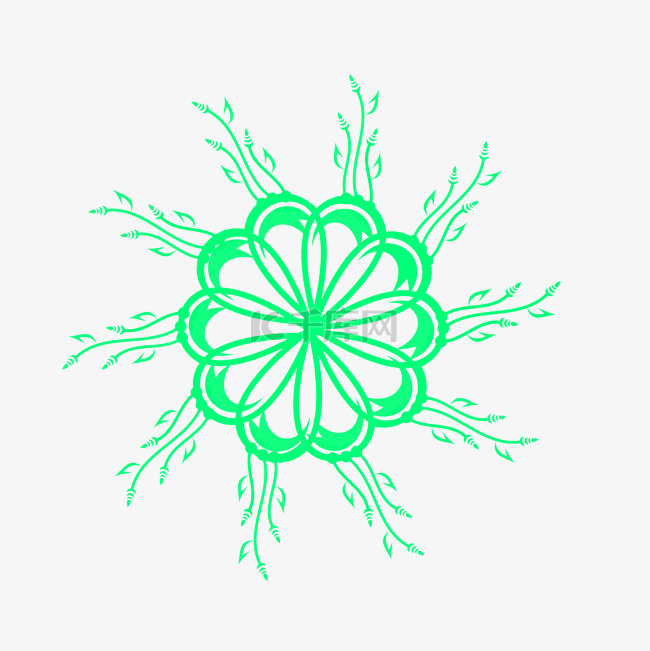 绿色线条拼凑组合装饰图案