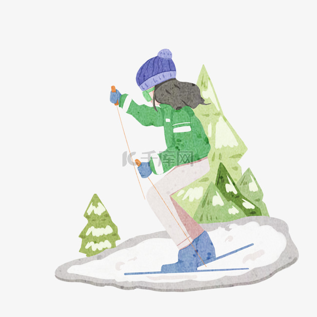 国庆旅游女孩滑雪板