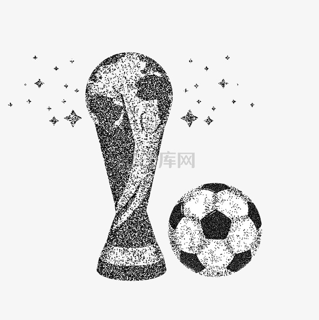 创意手绘足球奖杯粒子世界杯足球