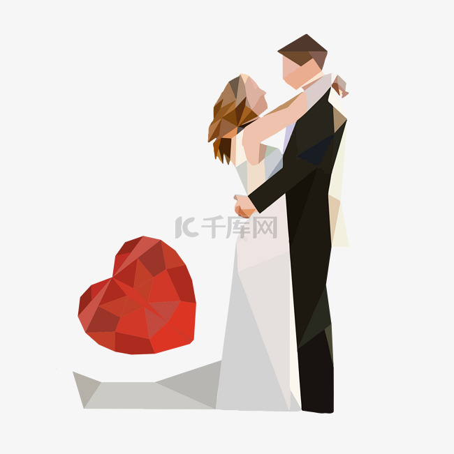 婚礼夫妻低多边形lowPoly