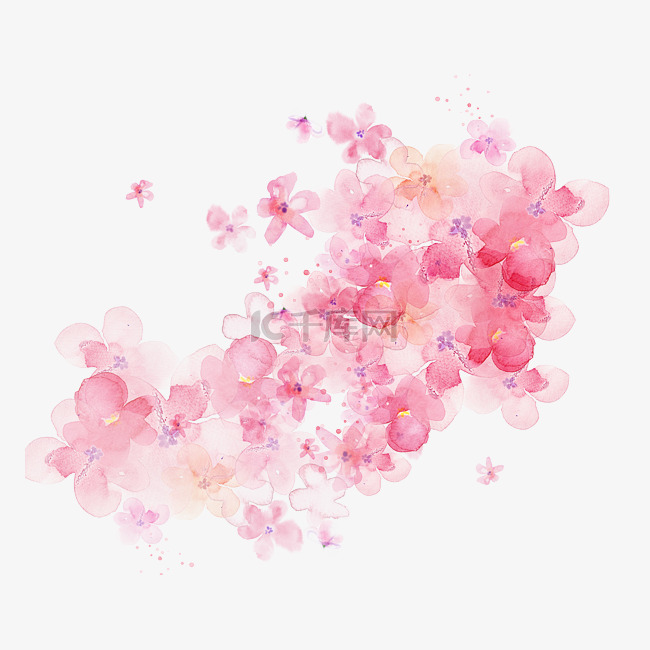 手绘水彩粉色花瓣
