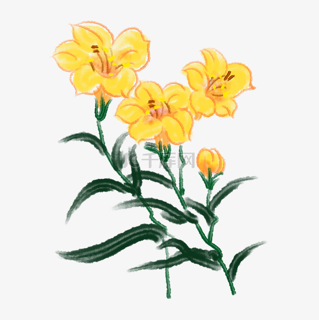 黄色手绘卡通鲜花