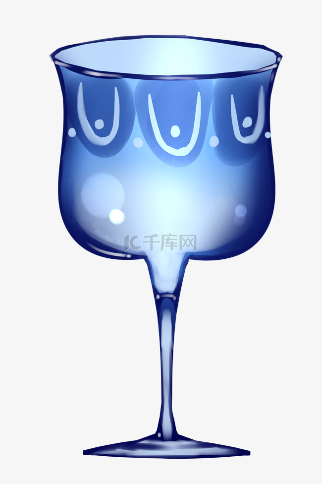  蓝色玻璃酒杯